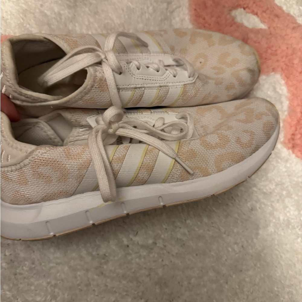 Adidas Women's Beige and White Sneakers